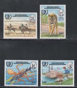 Central Africa # 718-721, International Youth Year - Writers, Mint NH, 1/2 Cat