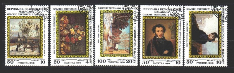 Madagascar. 1986. 1020-24. Tretyakov Gallery, painting. USED.