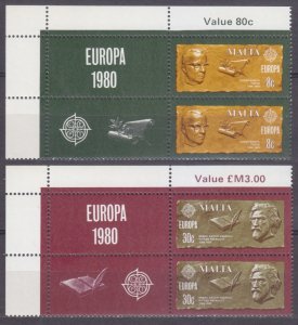 1980 Malta 615-616x2+Tab Europa Cept