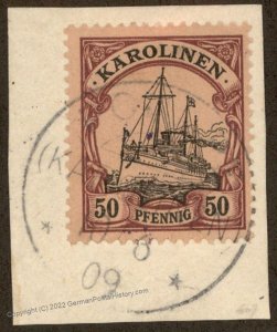 Germany 1909 PONAPE Carolines Karolinen Mi14 50pf Yacht Used 109549