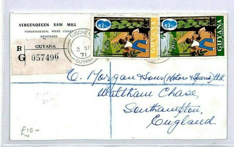 GUYANA Tuschen GB Southampton REGISTERED 1971 Cover {samwells-covers} CW203