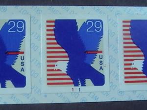 U.S.# 2598b-MINT/NEVER HINGED-PLATE # COIL STRIP OF 5(P#111)--BALD EAGLE--1994