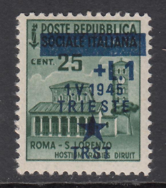 ITALY Trieste Yugoslavian occ. 25 cent. overprint shifted to low and right MNH**