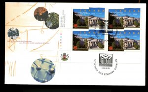 ?1998 University of Ottawa LL plate block of 4 x 45 cent stamps,  FDC Canada