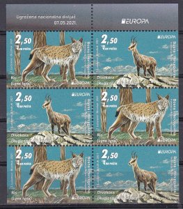 Bosnia and Herzegovina, Fauna, Animals, EUROPA, Booklet pane MNH / 2021