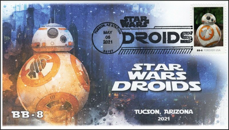 21-119, 2021,Star Wars Droids, BB-8, Event Cover, Pictorial Postmark, Tucson AZ