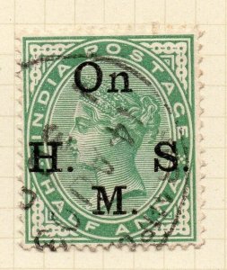 India 1900 Early Issue Fine Used 1/2a. HMS Optd 075480