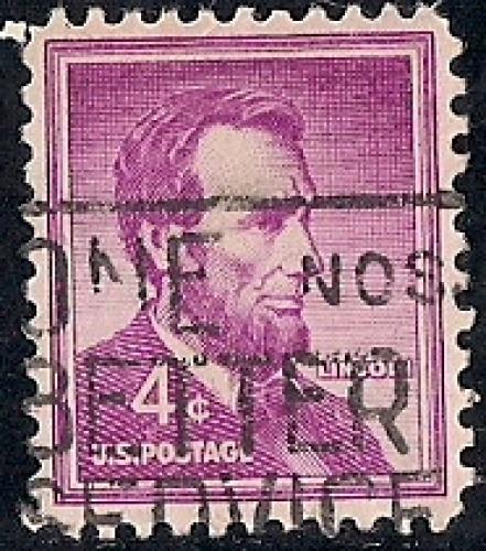 1036C 4 cent 1954 Abraham Lincoln Wet, Stamp used VF