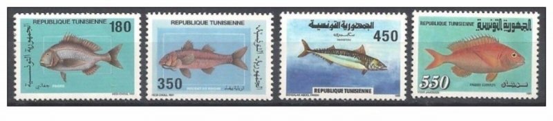 1991- Tunisia- Tunisie- Fishes- Poissons- Complete set 4v MNH** 