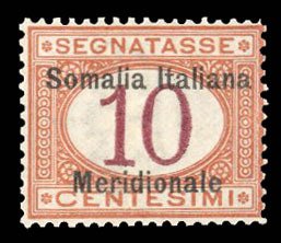 Italian Colonies, Somalia #J2 Cat$75, 1906 10c buff and magenta, lightly hinged