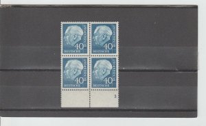 Germany  Scott#  756  MNH  Plate Block of 4  (1956 Theodor Heuss)