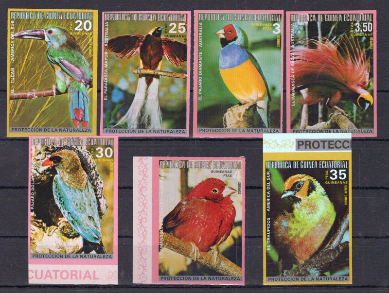 Equatorial Guinea Mi 490-496 MNH imperforate Birds ZAYIX 0224M0037M