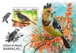 Angola - 2018 Barbets on Stamps - Stamp Souvenir Sheet - ANG18127b