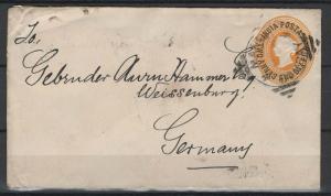 India H & G # B5, pse postal stationery envelope, used, issued 1891