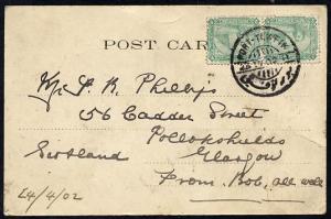 Egypt 1902 Picture Postcard of Port said addressed to Gla...
