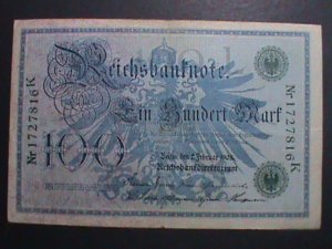 ​GERMANY 1908-OVER 114YEARS OLD RCICHS BANK NOTE USED ANTIQUE  CURRENCY VF