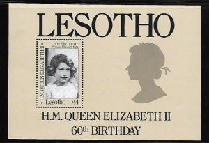 LESOTHO 534 SOUVENIR SHEET HM QUEEN ELIZABETH II 60TH BIRTHDAY