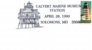 SPECIAL PICTORIAL POSTMARK CANCEL LIGHTHOUSE SERIES CALVERT MARINE MUSEUM 1990