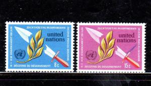 UNITED NATIONS #234-235  1973  DISARMENMENT        MINT VF NH O.G   a