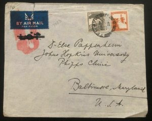 1939 Tel Aviv Palestine Airmail Cover To Baltimore MD Usa