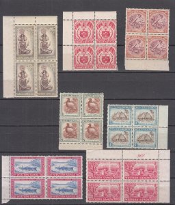 Samoa - 1952 blocks of 4 set to 8p Sc# 203/209 - MNH (8374)