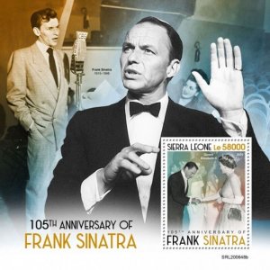 Sierra Leone - 2020 Singer Frank Sinatra - Stamp Souvenir Sheet - SRL200648b