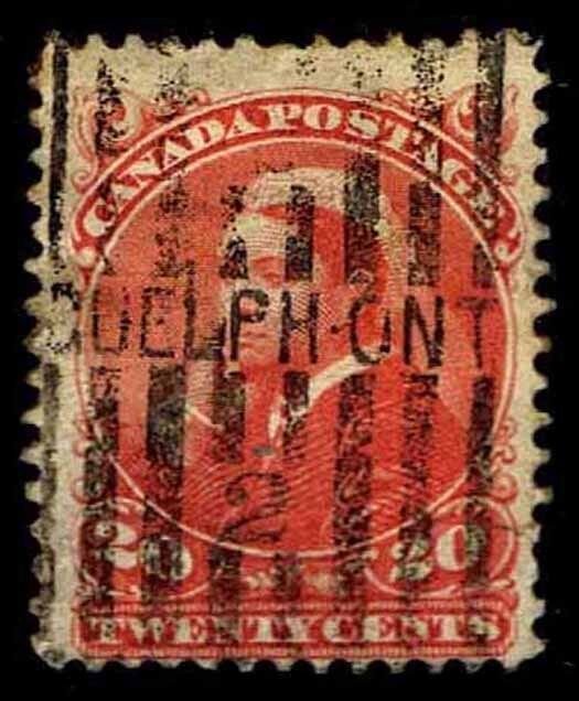 CANADA #46 USED .20c QV DEFINITIVE ISSUE OF 1893 - F/VF - CV $125.00 (E#9647)