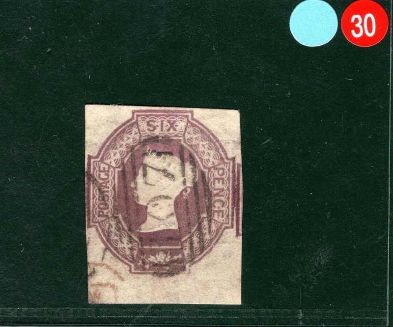 GB QV EMBOSSED Stamp SG.59 6d Lilac WMK REVERSED Large Marginal Cat £1,000+SBR30