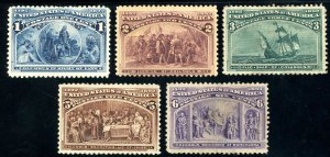 USAstamps Unused US 1893 Columbian Expo Scott 230 -232, 234-235 NG SCV $172