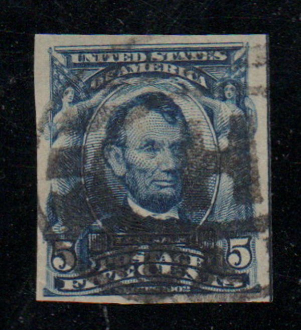 US #315 SCV $1250.00 VF used, three large margins, faint face free cancel,  s...