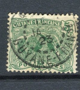 FRENCH GUIANA; 1904 early Ant Eater issue fine used 5c. value fair Postmark