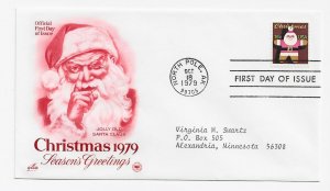 US 1800 15c Christmas - Santa Claus single on FDC Artcraft PCS Cachet ECV $6.00