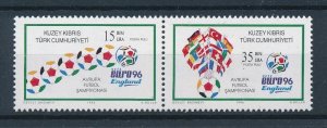 [110932] Turkish Cyprus 1996 Football soccer European Championships Pair MNH