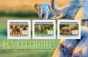 GUINEA - 2011 - Elephants - Perf 3v Sheet -Mint Never Hinged