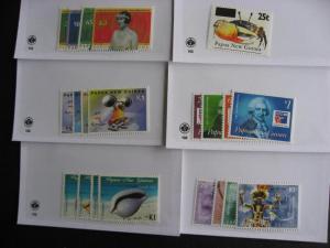 PAPUA NEW GUINEA 19 different MNH 1995-2000 era sets in sales cards,very topical 