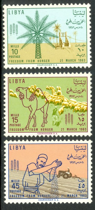 LIBYA 1963 FAO Freedom From Hunger Set Sc 234-236 MNH