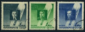 Russia C77-C79, CTO. Michel 892-894. 1934 stratosphere disaster, 10th Ann. 1944.