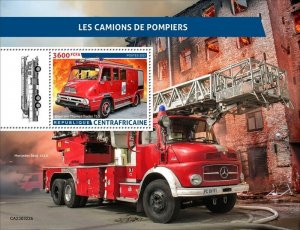 Central Africa - 2023 Fire Trucks, Thames Trader - Stamp Souvenir Sheet