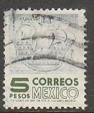 MEXICO 1099, $5P 1950 Defin 9th Issue Unwmkd Fosfo Coated. USED. F-VF. (1452)