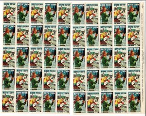 Boys Town Cinderella Poster Stamps - Full MNH split sheet from 1971