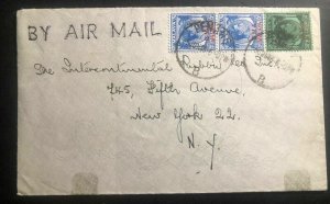 1948 Penang Malaya Airmail Commercial Cover To Rubber Co New York USA B