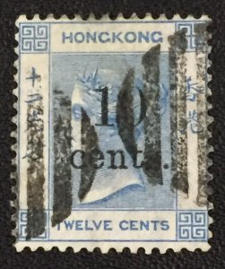 HONG KONG 1880 QV 10 cents on 12c Used SG#25a Hk3743