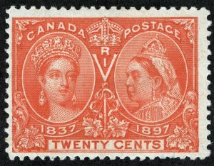 Canada Sc 59 Vermilion 20¢ 1897 Jubilee Hinged Original Gum 