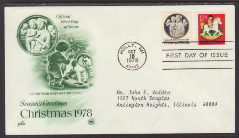 US Christmas Combo 1978 PCS Typed FDC BIN