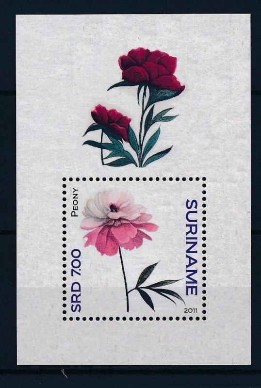 [SU1799] Suriname Surinam 2011 Flowers Roses Peonies Souvenir Sheet MNH