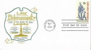 1968 FDC, #1343, 6c Law and Order, Artopages