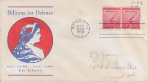 1940 National Defense (Scott 900) Linprint FDC