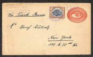 GUATEMALA H&G #5 ENTIRE & #120 STAMP GUATEMALA CITY TO NEW YORK COVER (c.1910)