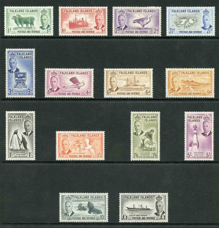 Falkland Is SG172/85 KGVI Set of 14 Superb U/M