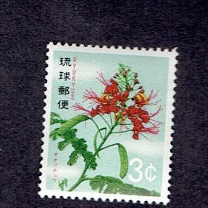 RYUKYU ISLANDS SCOTT#216 1971 3c POINCIANA FLOWER - MNH